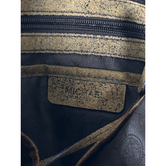 Michael Kors Jessica Expandable Distressed Brown Leather Bag Handbag Purse Tote - Picture 10 of 11